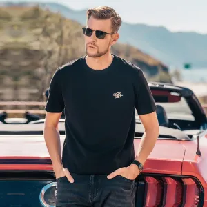 220G Heavyweight Pure Cotton Trendy American Short-Sleeved T-Shirt Men's Contrast Color Silhouette Short-Sleeved T-Shirt