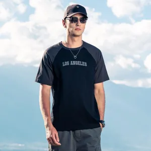 220G Heavyweight Pure Cotton Trendy American Short-Sleeved T-Shirt Men's Contrast Color Silhouette Short-Sleeved T-Shirt