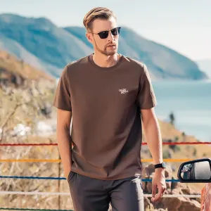 220G Heavyweight Pure Cotton Trendy American Short-Sleeved T-Shirt Men's Contrast Color Silhouette Short-Sleeved T-Shirt