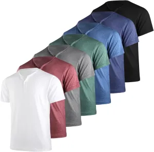 4Pack Mens Henley T-Shirts,Multipack Henley Short Sleeve Shirts,3 Button Tee Shirts Multi Color,Classic Casual T Pack