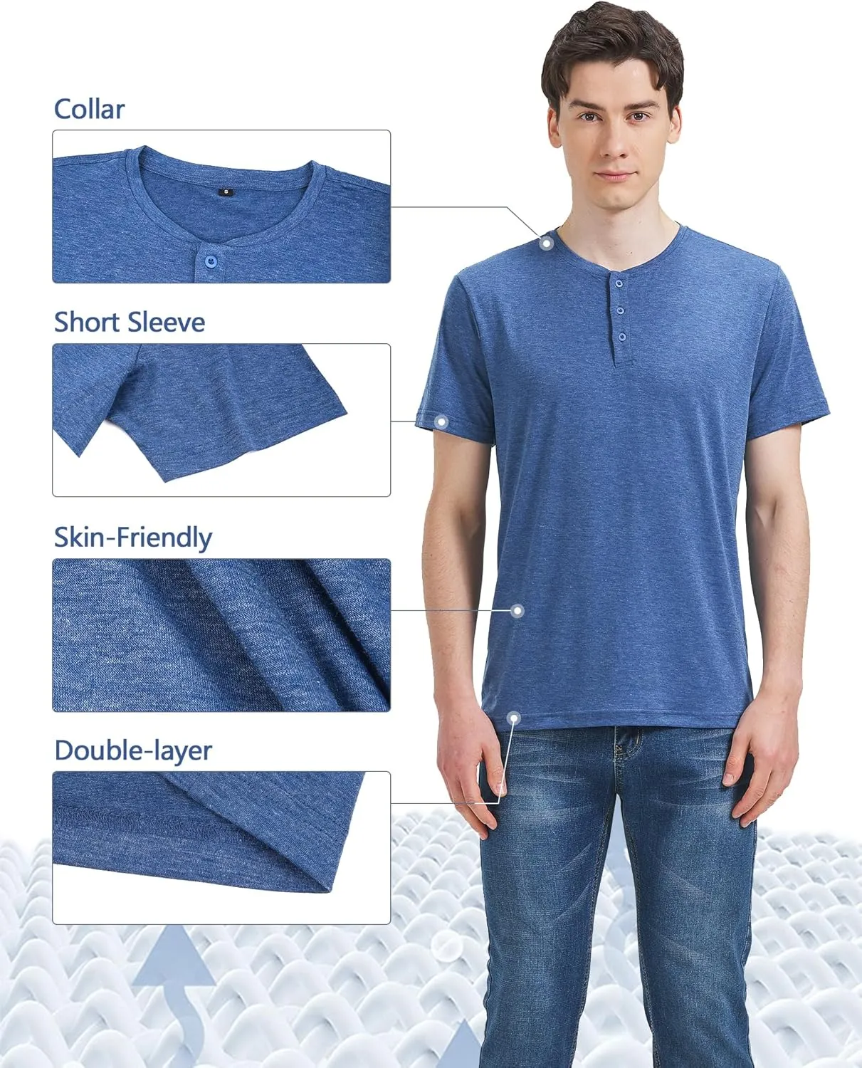 4Pack Mens Henley T-Shirts,Multipack Henley Short Sleeve Shirts,3 Button Tee Shirts Multi Color,Classic Casual T Pack