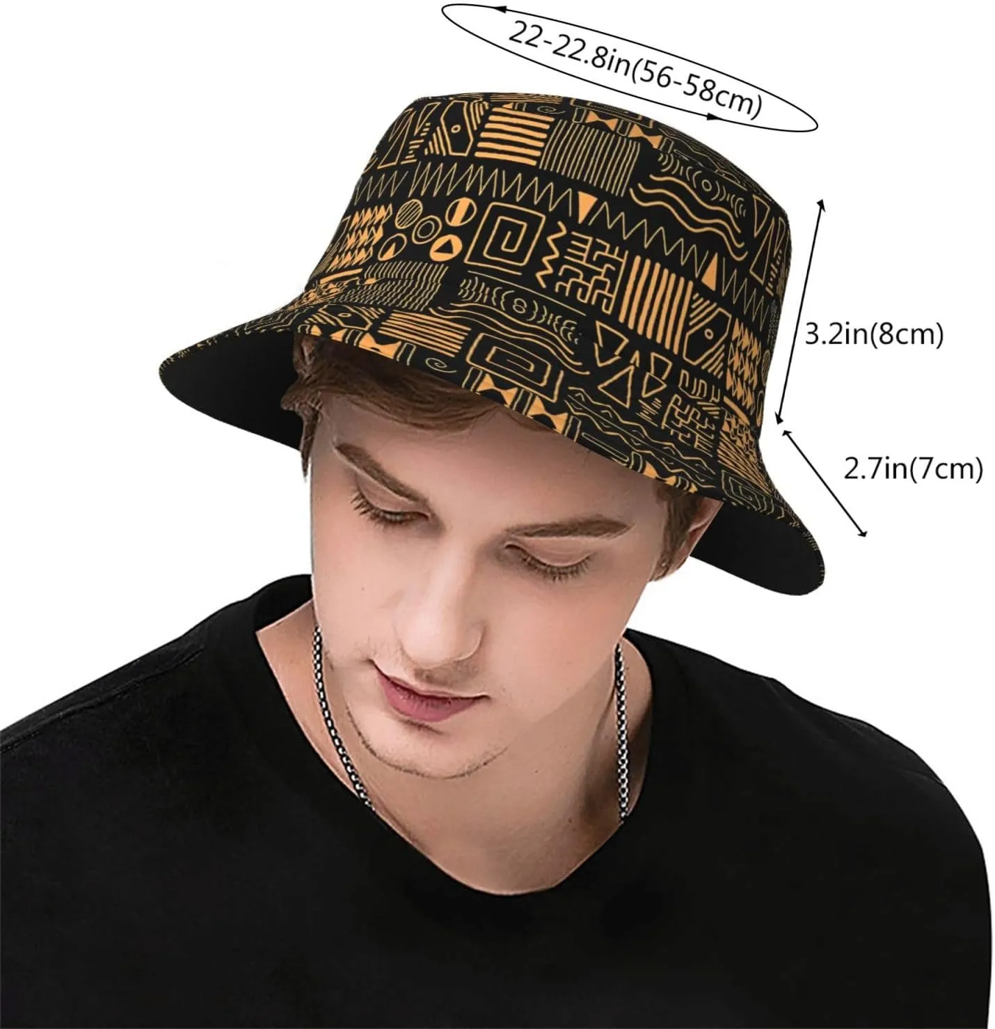 Africa Sun Hat Wide Brim Retro Africa Tribes Bucket Hat for Men Women Beach Safari Gardening Fishing