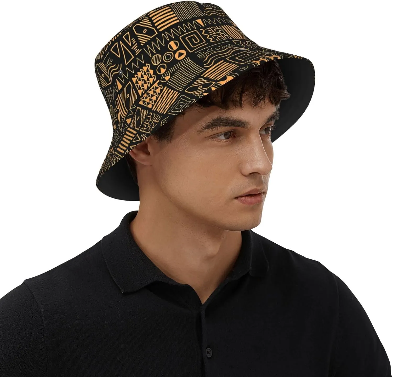 Africa Sun Hat Wide Brim Retro Africa Tribes Bucket Hat for Men Women Beach Safari Gardening Fishing