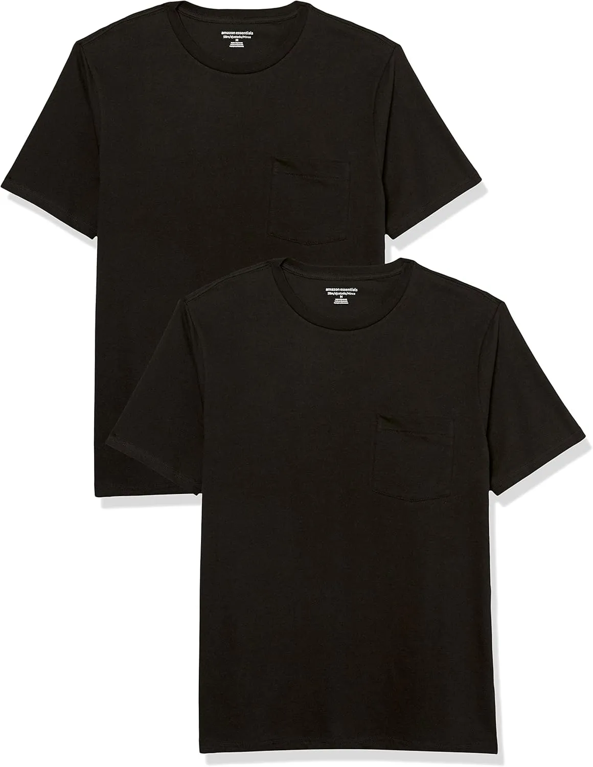 Amazon Essentials Men's T-Shirts, Short-Sleeve Crewneck Pocket, Cotton, 2-Pack