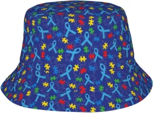 Autism Sun Hat for Men Women Autism Awareness Bucket Hat Foldable Cap Hiking Beach Fishing Summer Safari