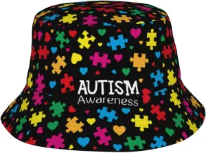 Autism Sun Hat for Men Women Autism Awareness Bucket Hat Foldable Cap Hiking Beach Fishing Summer Safari