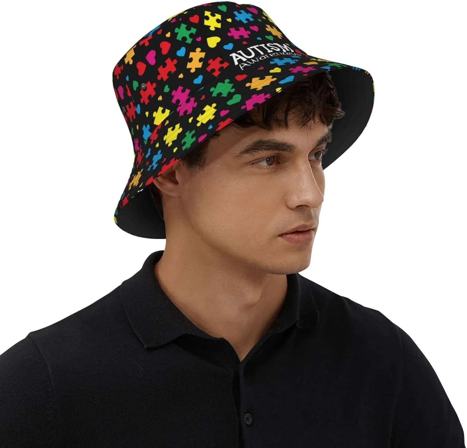 Autism Sun Hat for Men Women Autism Awareness Bucket Hat Foldable Cap Hiking Beach Fishing Summer Safari