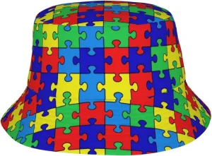 Autism Sun Hat for Men Women Autism Awareness Bucket Hat Foldable Cap Hiking Beach Fishing Summer Safari