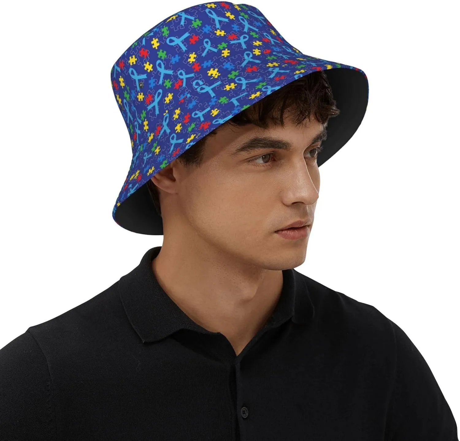 Autism Sun Hat for Men Women Autism Awareness Bucket Hat Foldable Cap Hiking Beach Fishing Summer Safari