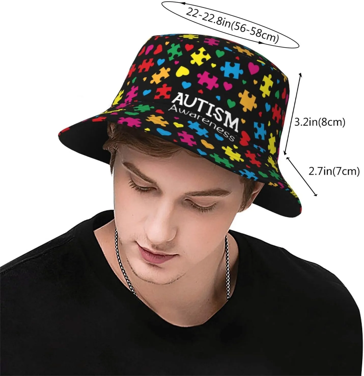 Autism Sun Hat for Men Women Autism Awareness Bucket Hat Foldable Cap Hiking Beach Fishing Summer Safari