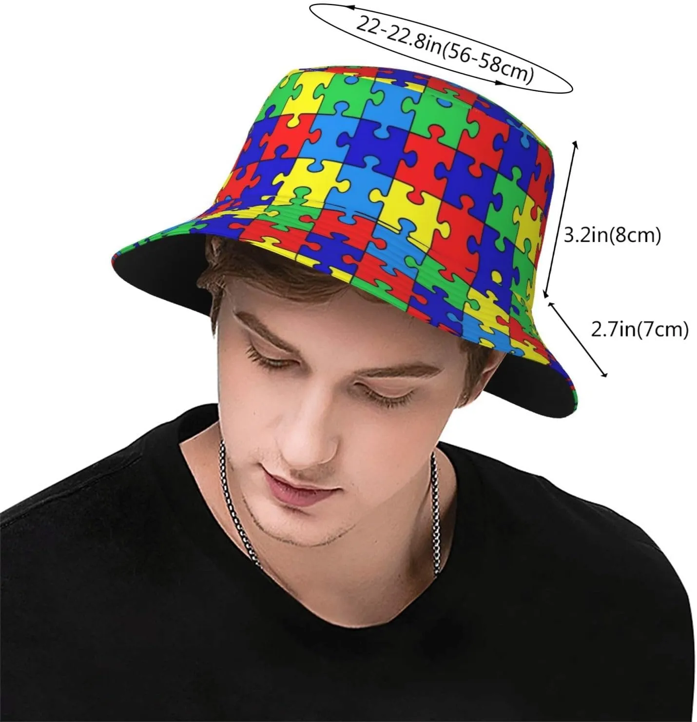 Autism Sun Hat for Men Women Autism Awareness Bucket Hat Foldable Cap Hiking Beach Fishing Summer Safari