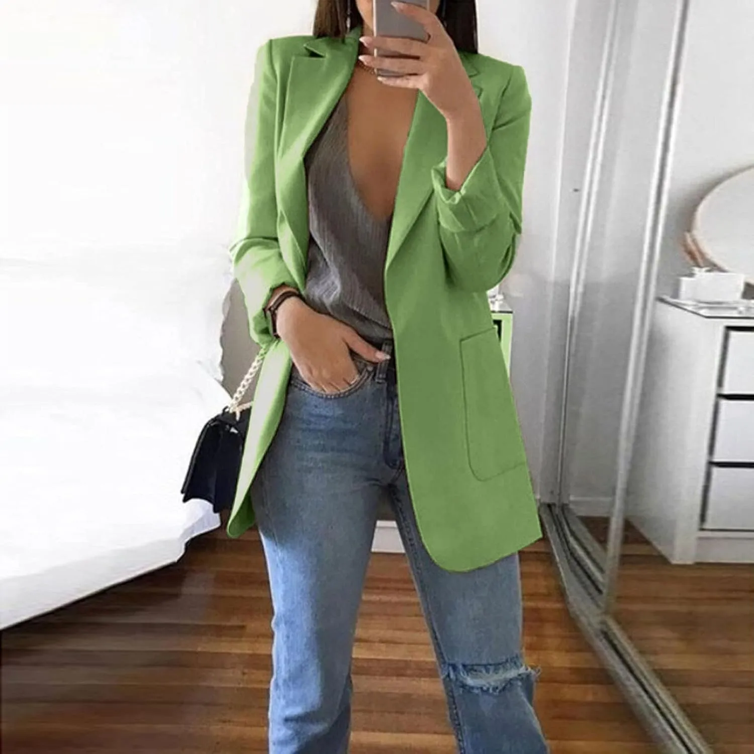 Blazer Jackets for Women Long Sleeve Open Front Business Casual Outfits Work Suit Jackets with Pockets S-XXXXXL