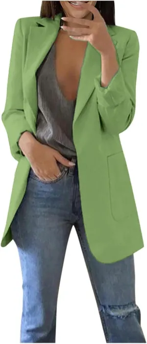 Blazer Jackets for Women Long Sleeve Open Front Business Casual Outfits Work Suit Jackets with Pockets S-XXXXXL