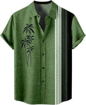 Bowling Shirts for Men Summer Vacation Beach Shirt Button Down Short Sleeve Casual Shirtslightweight Hawaiian Shirts