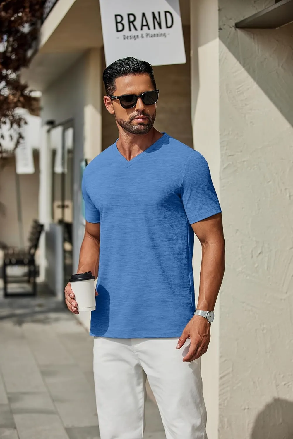 COOFANDY Men's T Shirts Short Sleeve Classic V Neck T-Shirt Casual Summer Basic Tee Shirt