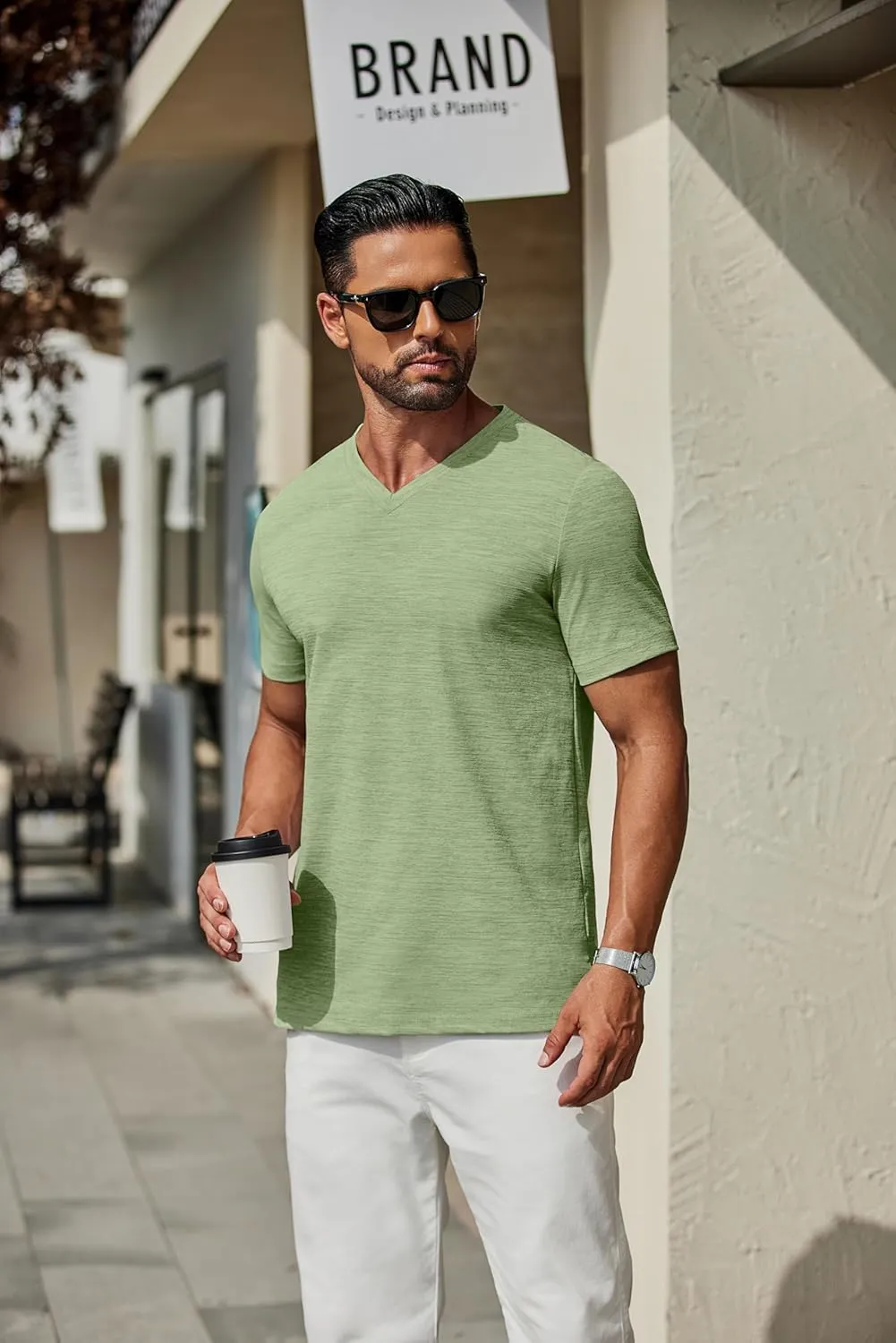 COOFANDY Men's T Shirts Short Sleeve Classic V Neck T-Shirt Casual Summer Basic Tee Shirt