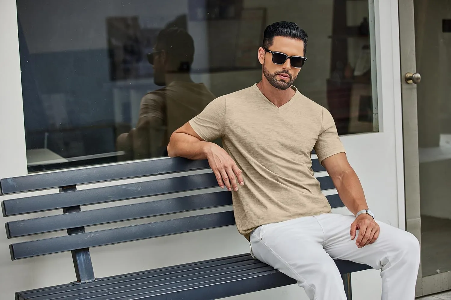 COOFANDY Men's T Shirts Short Sleeve Classic V Neck T-Shirt Casual Summer Basic Tee Shirt