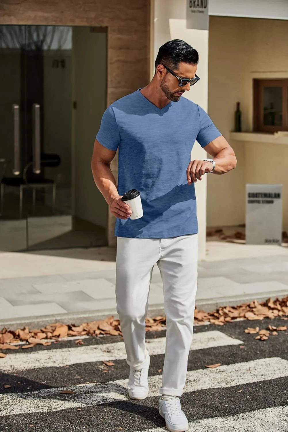 COOFANDY Men's T Shirts Short Sleeve Classic V Neck T-Shirt Casual Summer Basic Tee Shirt