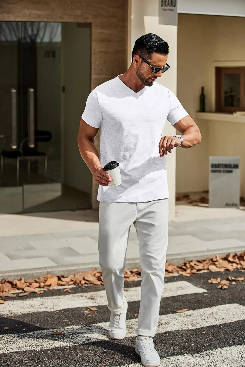 COOFANDY Men's T Shirts Short Sleeve Classic V Neck T-Shirt Casual Summer Basic Tee Shirt