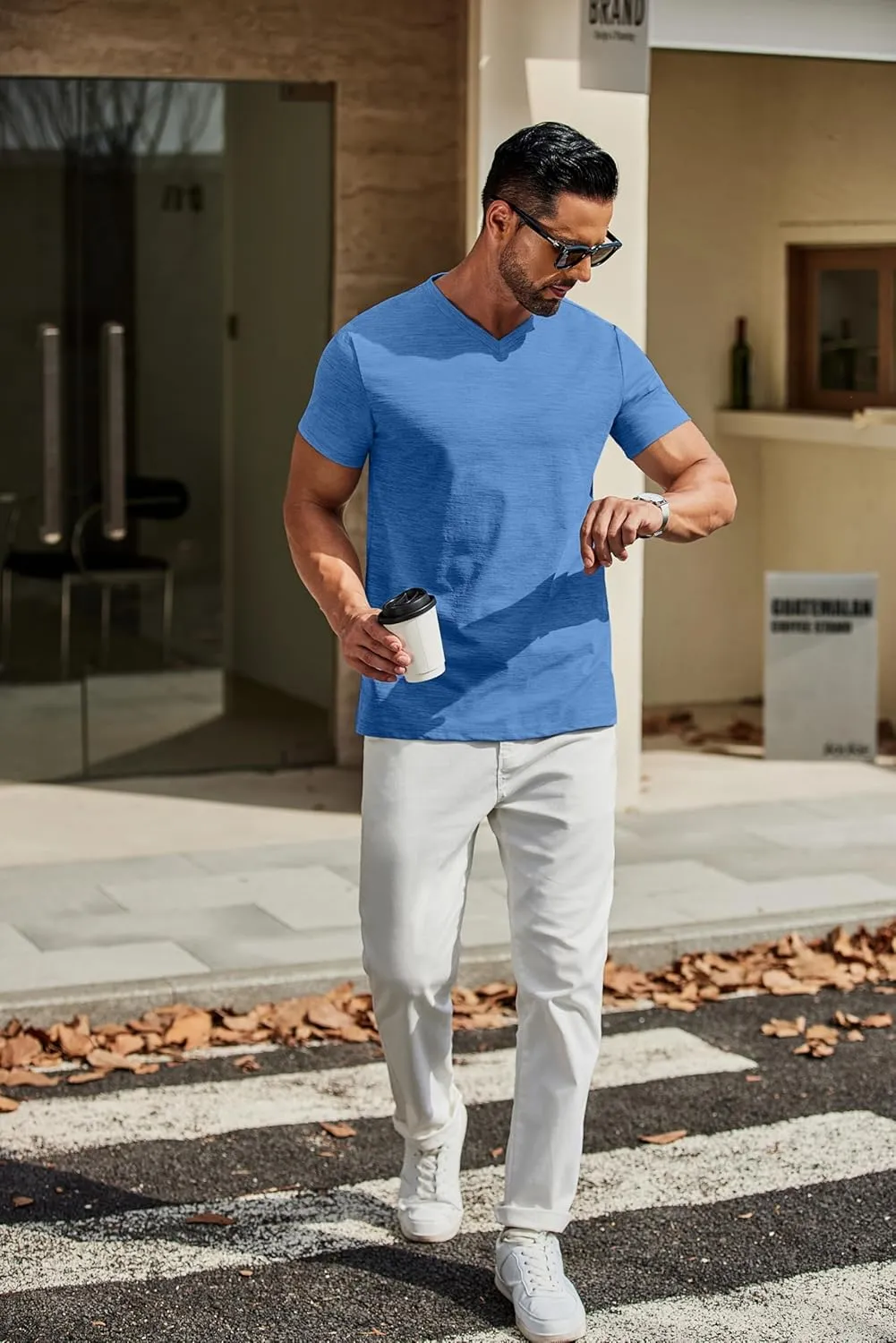COOFANDY Men's T Shirts Short Sleeve Classic V Neck T-Shirt Casual Summer Basic Tee Shirt