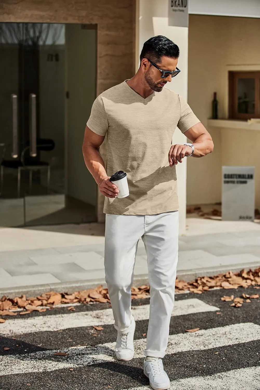 COOFANDY Men's T Shirts Short Sleeve Classic V Neck T-Shirt Casual Summer Basic Tee Shirt