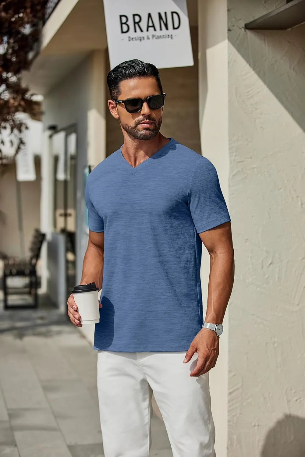 COOFANDY Men's T Shirts Short Sleeve Classic V Neck T-Shirt Casual Summer Basic Tee Shirt