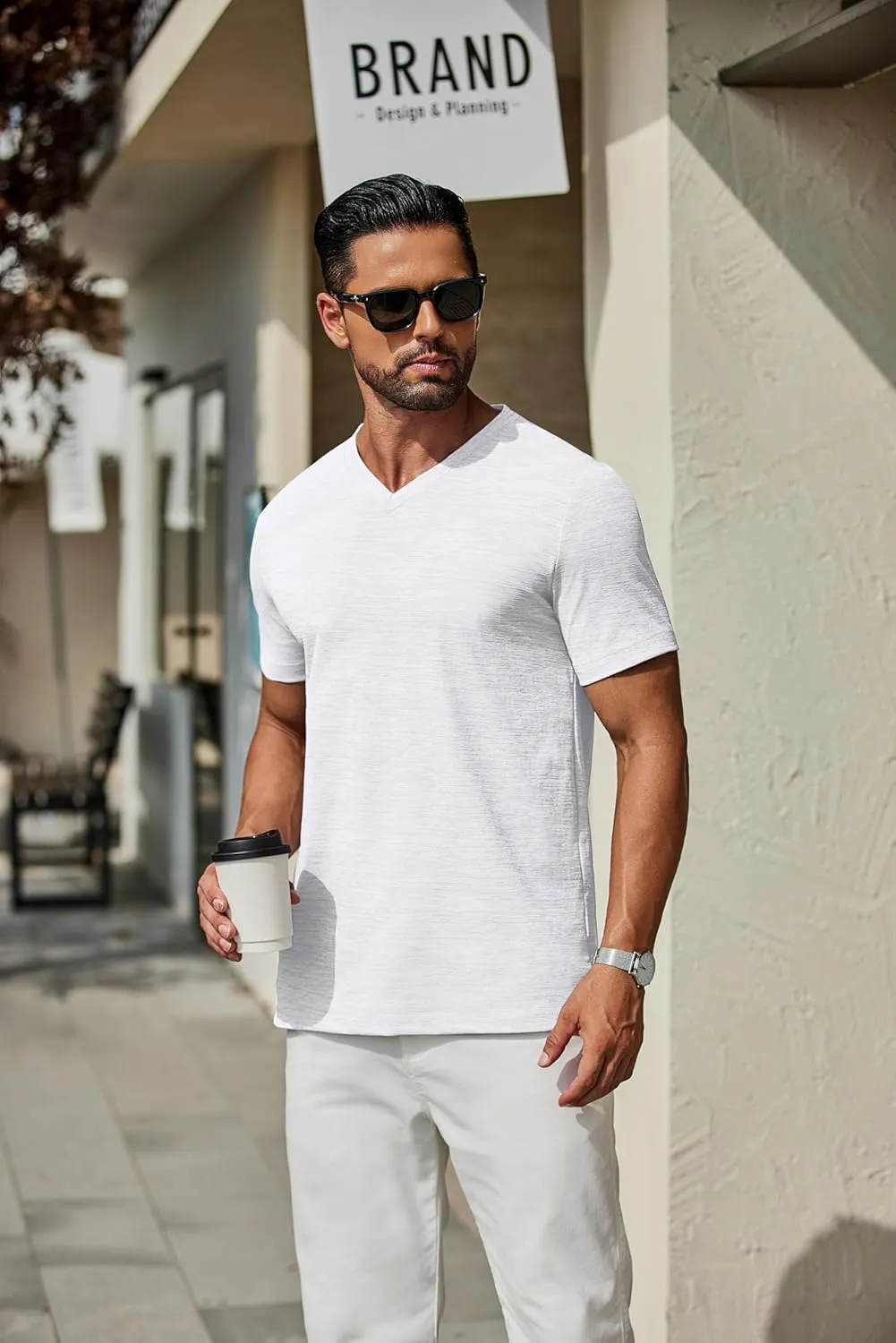 COOFANDY Men's T Shirts Short Sleeve Classic V Neck T-Shirt Casual Summer Basic Tee Shirt