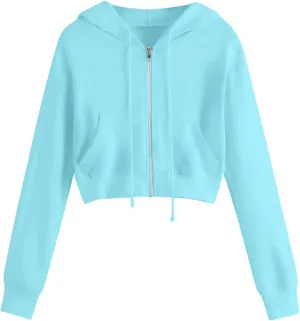 Cropped Zip Up Hoodie Women Basic Lightweight Pullover Hoodies Teen Girls Crop Top Jackets 2024 Fall Clothes