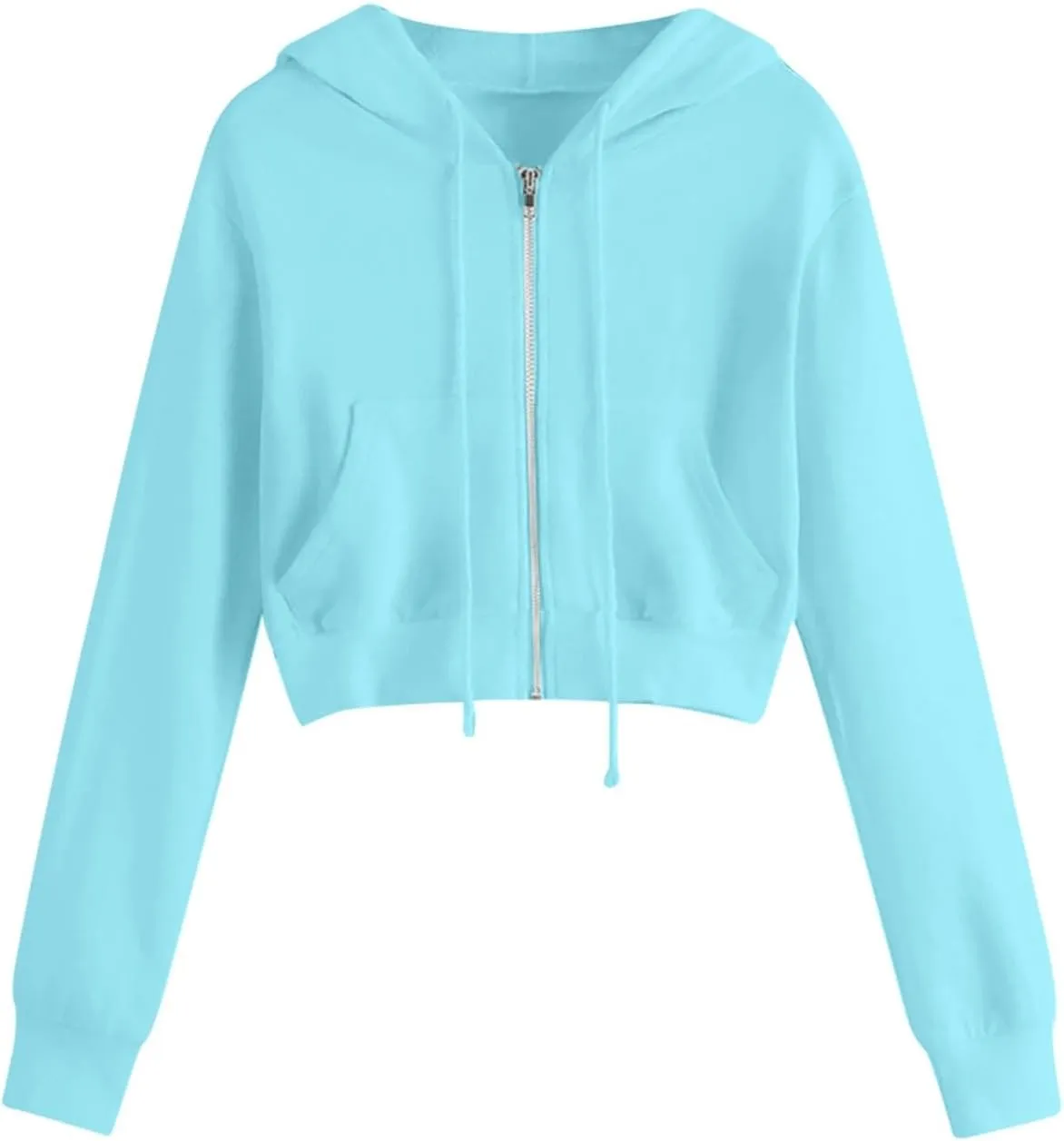 Cropped Zip Up Hoodie Women Basic Lightweight Pullover Hoodies Teen Girls Crop Top Jackets 2024 Fall Clothes