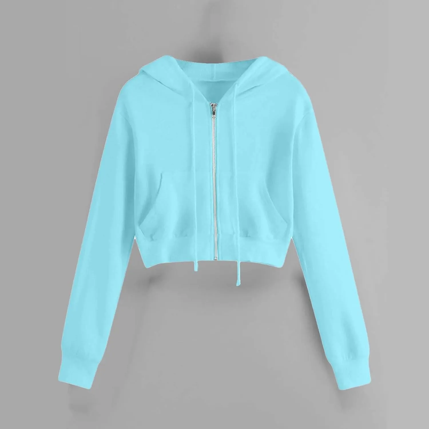Cropped Zip Up Hoodie Women Basic Lightweight Pullover Hoodies Teen Girls Crop Top Jackets 2024 Fall Clothes