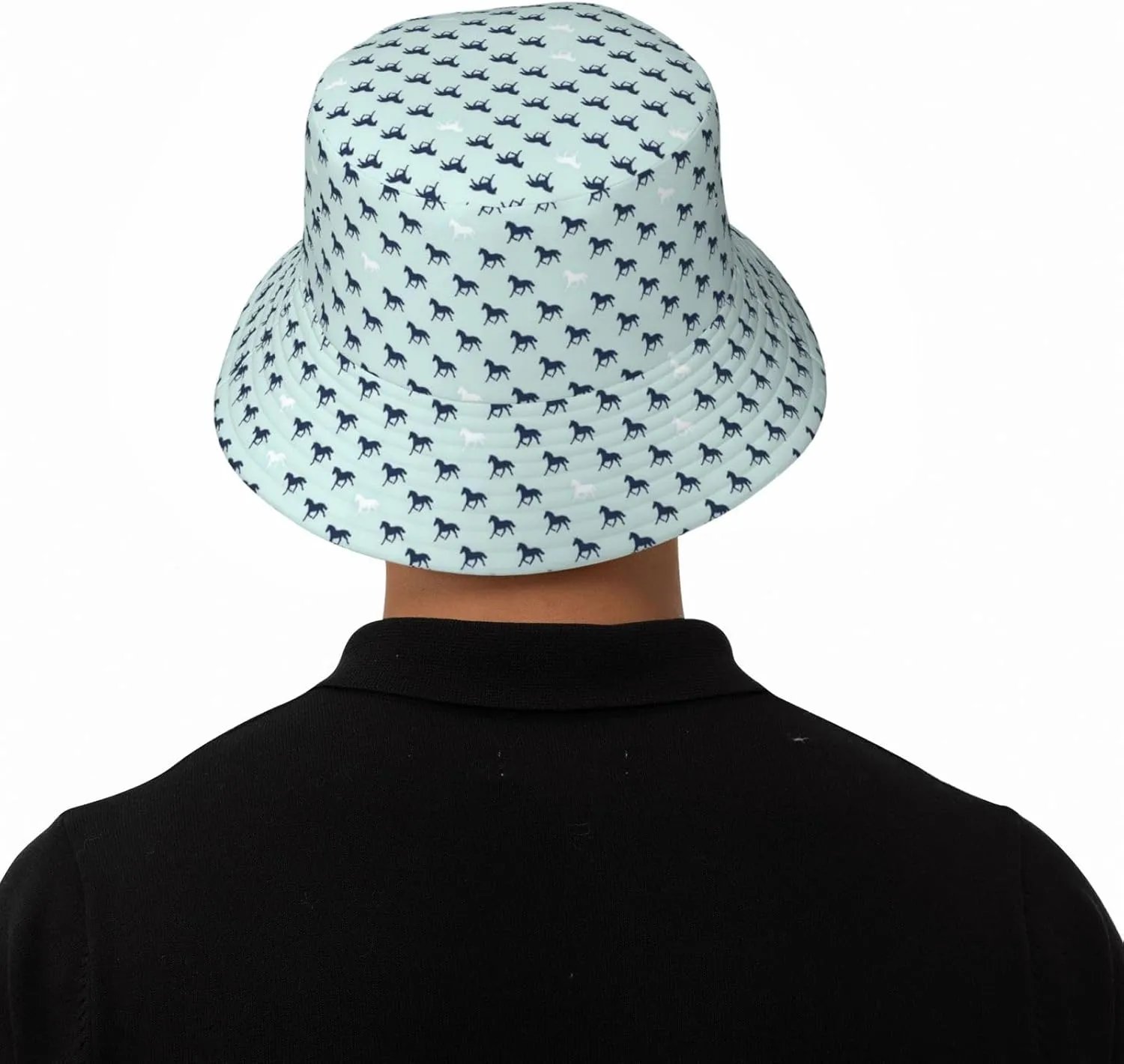 Cute Horse Print Bucket Hat Beach Sun Hat Reversible Fisherman Hats Cap for Women and Men
