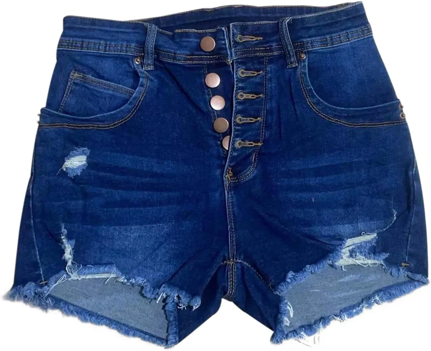 Denim Shorts for Women Mid Rise Ripped Jean Stretchy Folded Hem Hot Jeans Distressed Ripped Cut Off Frayed Hem Short