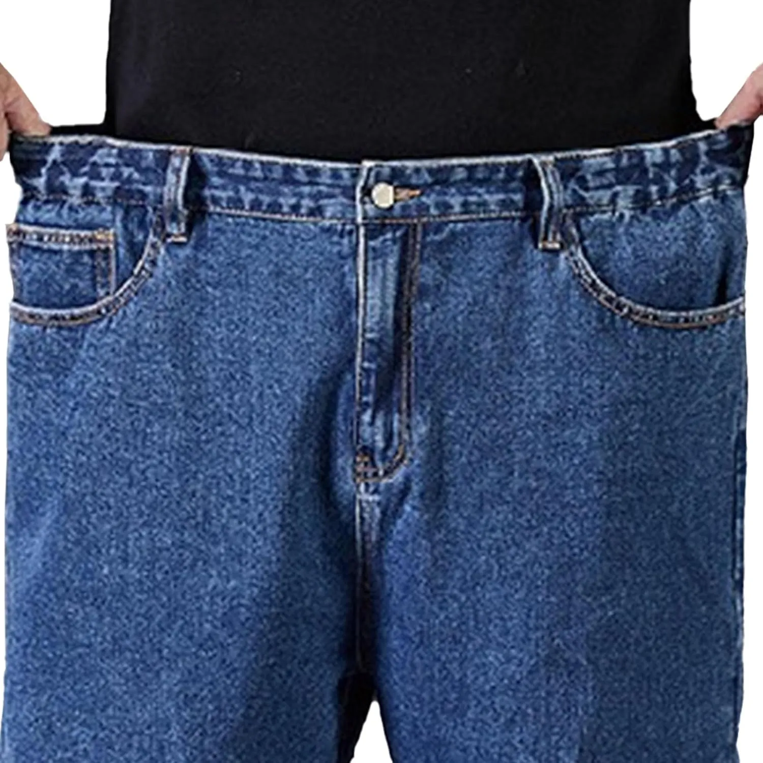 DGHM-JLMY Jean Joggers for Men Relaxed Fit Elastic Waist Denim Pants Casual Loose Straight Legs Wide Leg Trousers