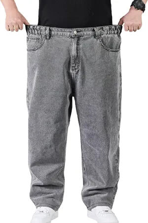 DGHM-JLMY Jean Joggers for Men Relaxed Fit Elastic Waist Denim Pants Casual Loose Straight Legs Wide Leg Trousers