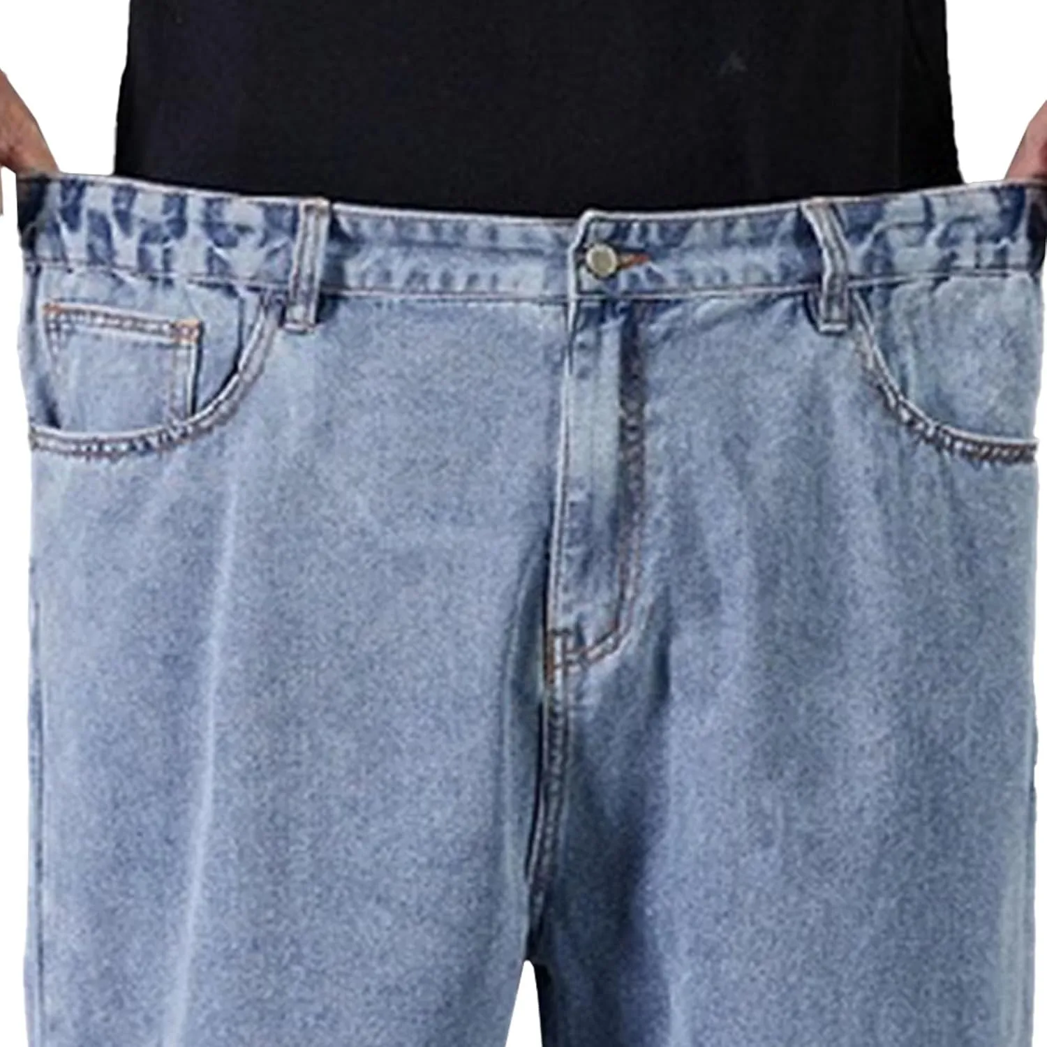 DGHM-JLMY Jean Joggers for Men Relaxed Fit Elastic Waist Denim Pants Casual Loose Straight Legs Wide Leg Trousers