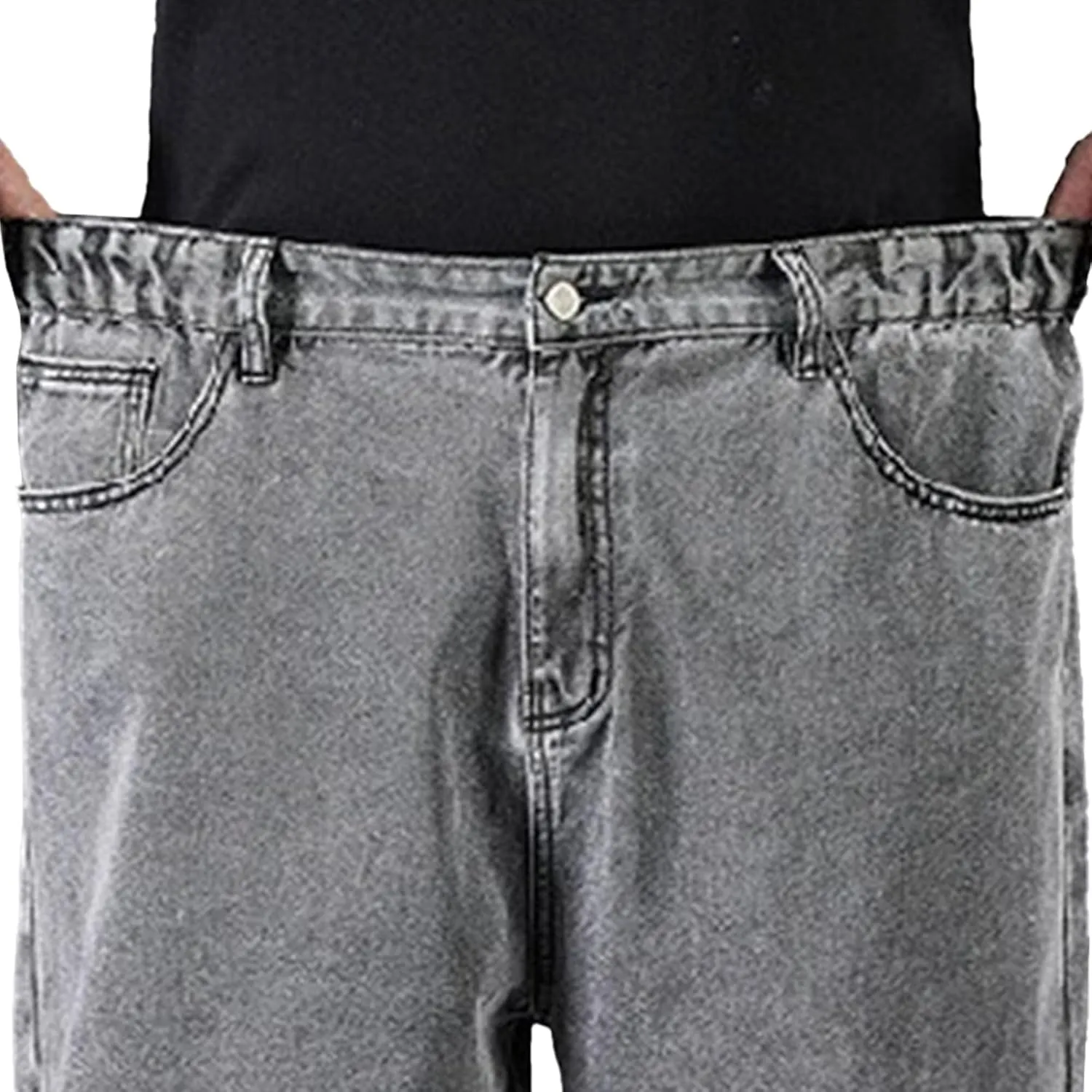 DGHM-JLMY Jean Joggers for Men Relaxed Fit Elastic Waist Denim Pants Casual Loose Straight Legs Wide Leg Trousers