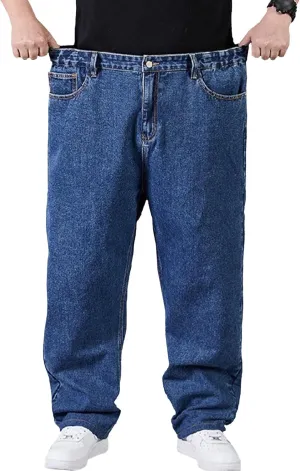 DGHM-JLMY Jean Joggers for Men Relaxed Fit Elastic Waist Denim Pants Casual Loose Straight Legs Wide Leg Trousers