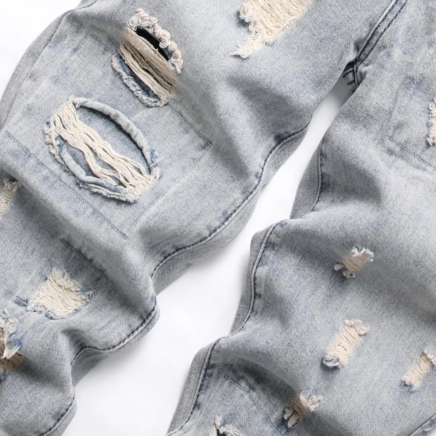 DGHM-JLMY Men's Distressed Relaxed Fit Denim Pants Ripped Slim Fit Straight Leg Jean Denim Pant Hip Hop Jeans Streetwear