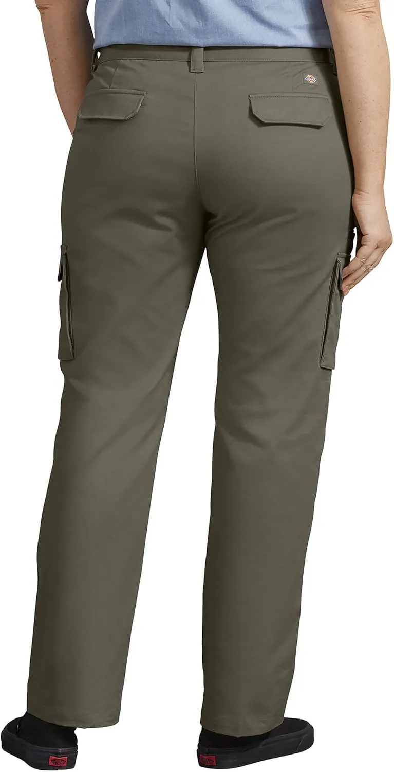 Dickies Women's Plus Size Relaxed Fit Stretch Cargo Straight Leg Pant