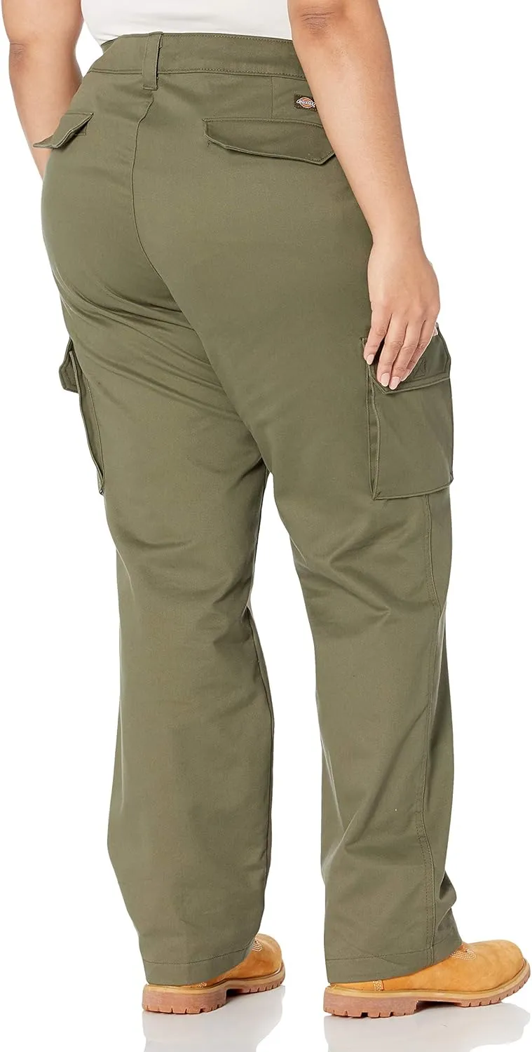 Dickies Women's Plus Size Relaxed Fit Stretch Cargo Straight Leg Pant