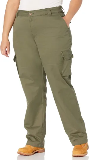 Dickies Women's Plus Size Relaxed Fit Stretch Cargo Straight Leg Pant