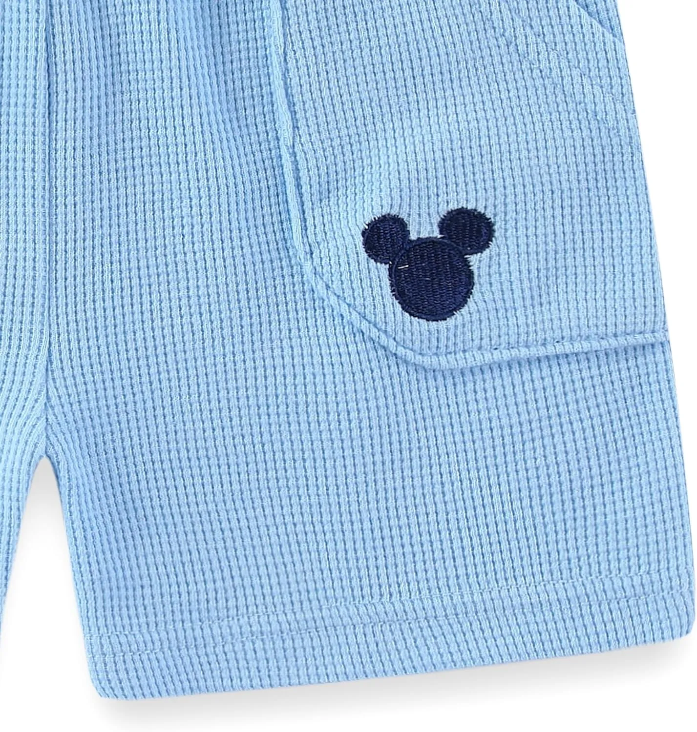Disney Mickey Mouse Boys Waffle Knit Short Sleeve Shirt and Short Set for Infant and Toddlers