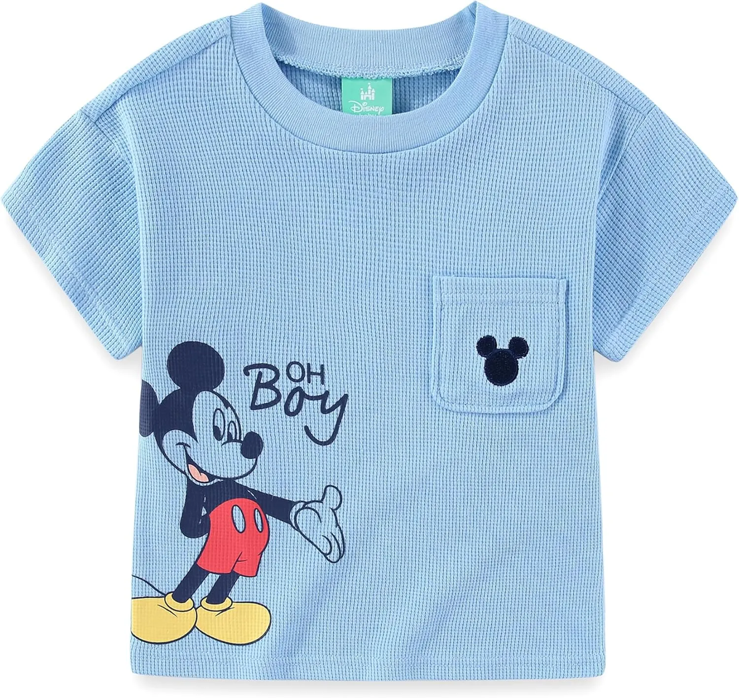 Disney Mickey Mouse Boys Waffle Knit Short Sleeve Shirt and Short Set for Infant and Toddlers