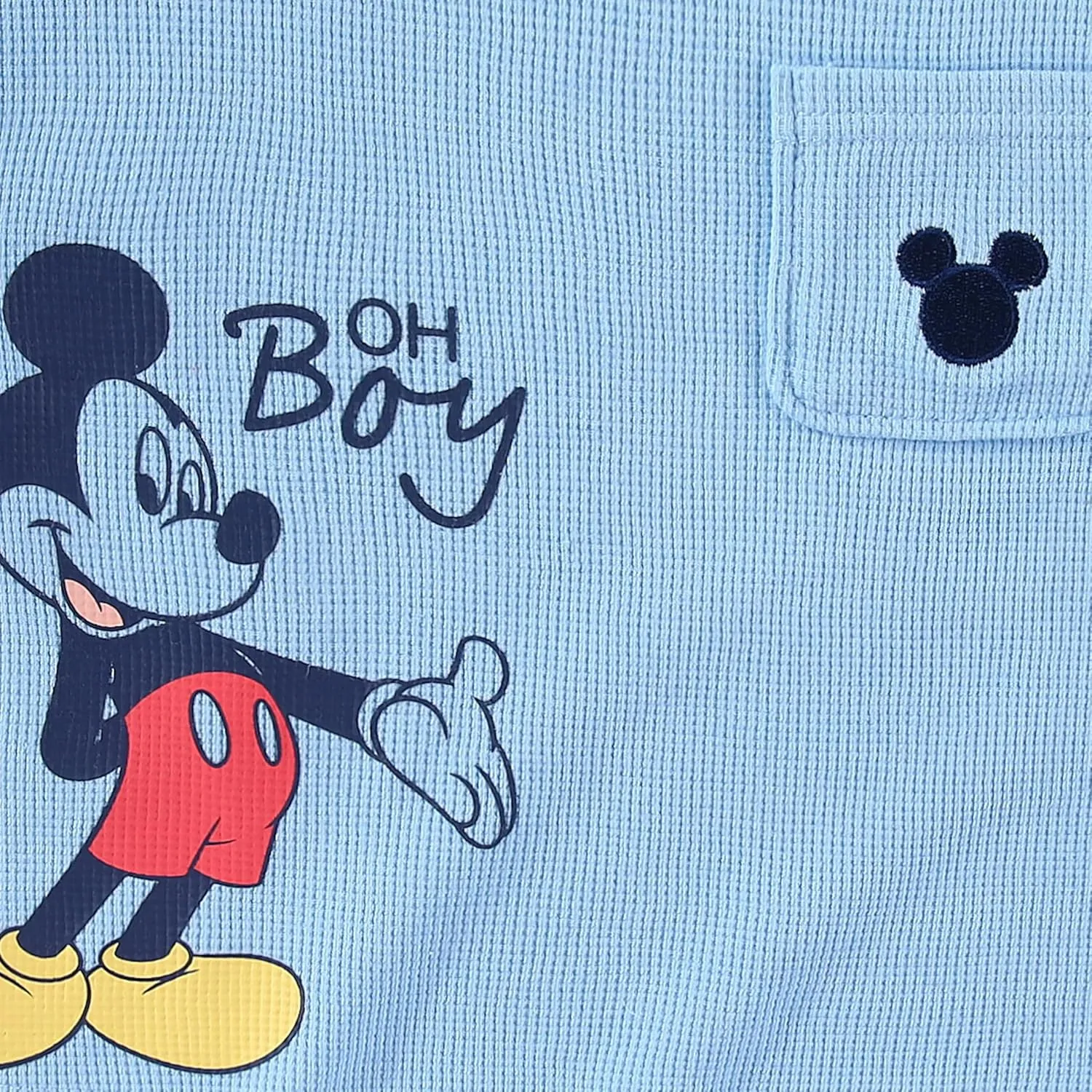 Disney Mickey Mouse Boys Waffle Knit Short Sleeve Shirt and Short Set for Infant and Toddlers
