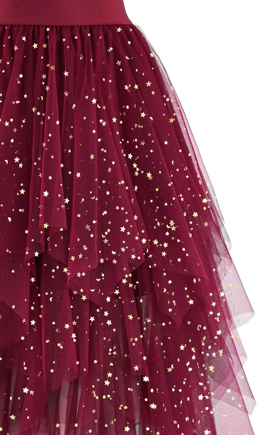 Ellames Women's Tulle Skirts High Low Layered Puffy Fairy Skirts Midi Length Irregular Tutu Skirt
