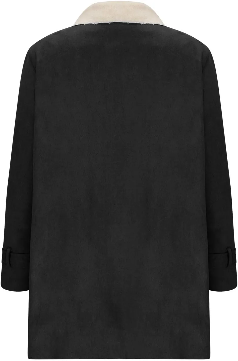 Faux Suede Winter Jacket Women Fleece Lined Sherpa Coat Lapel Collar Jacket Ladies Warm Peacoat Outerwear with Pockets