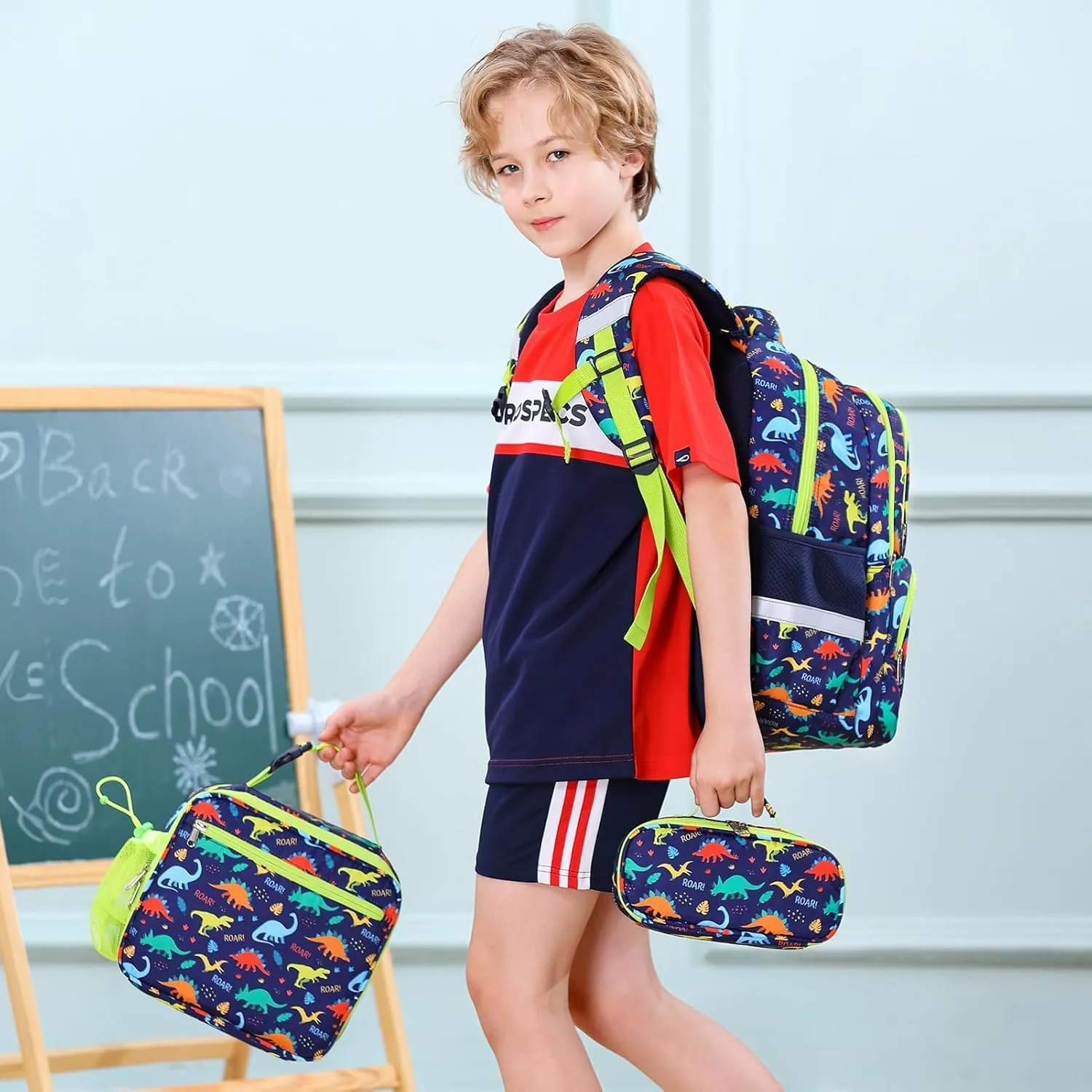 Fimibuke School Backpack for Boys, 3PCS Waterproof Kid School Bag Cute Toddler Bookbag Set with Lunch Box & Pencil Case for Preschool Kindergarten Elementary Back to School Student Ages 3-12, Gamepad