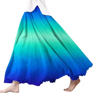 Floral Dress for Women Summer Boho Casual Elastic Waist Skirts Below Knee A-Line Midi Length Skirt Beach Vacation