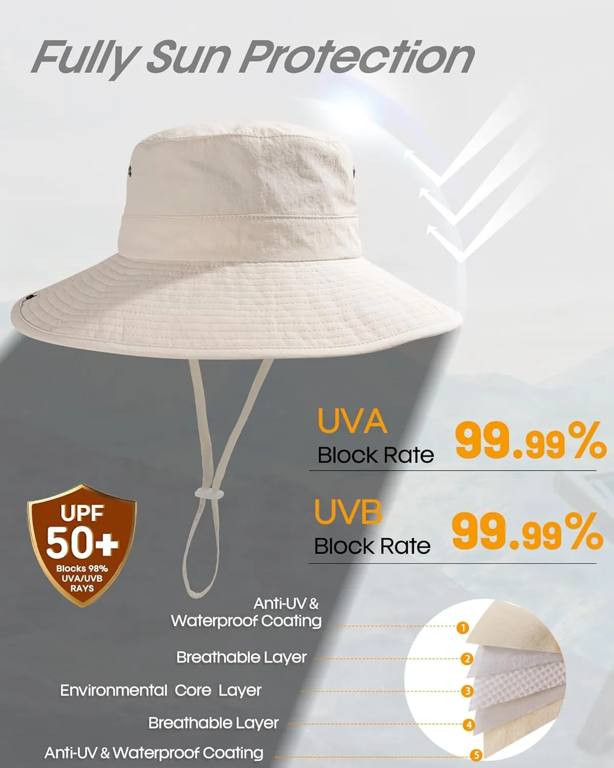 FURTALK Sun Hats for Women with Ponytail Hole Wide Brim Beach Bucket Hat UPF 50  Fishing Hiking Outdoor Hats