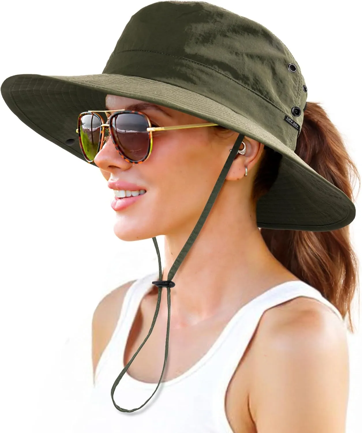 FURTALK Sun Hats for Women with Ponytail Hole Wide Brim Beach Bucket Hat UPF 50  Fishing Hiking Outdoor Hats